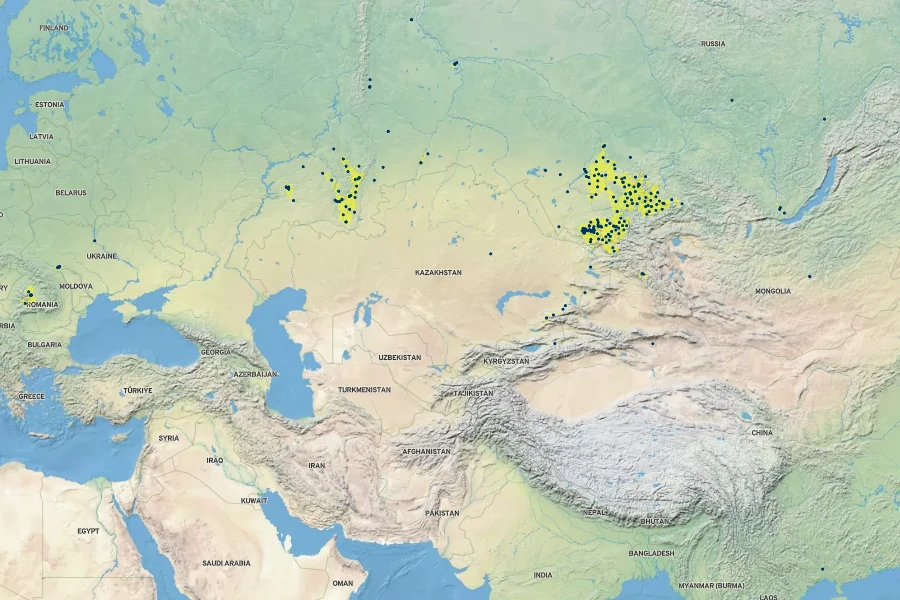 Allium obliquum Native Range