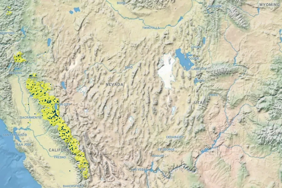 Allium obtusum Native Range