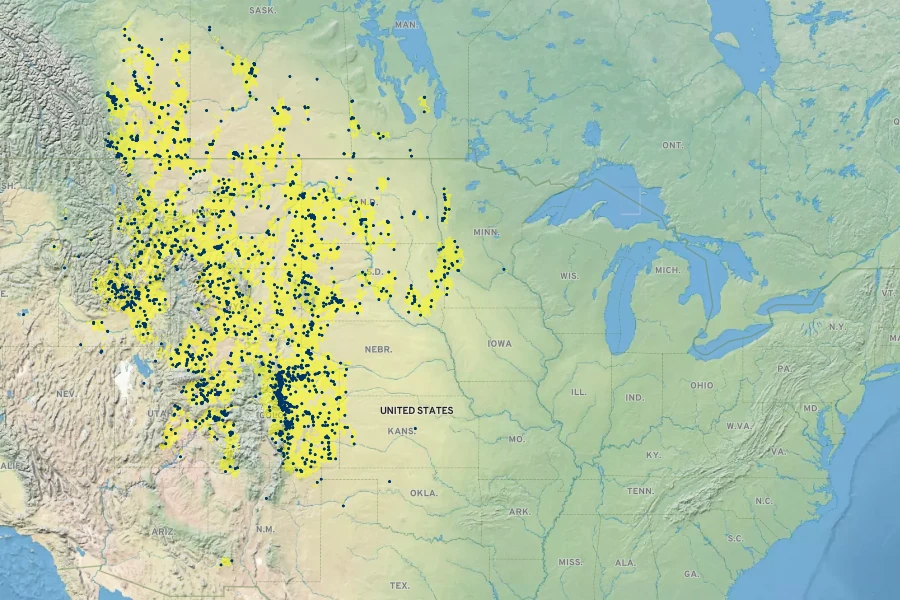Allium textile Native Range