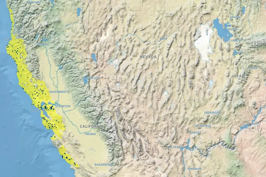 Allium unifolium Native Range