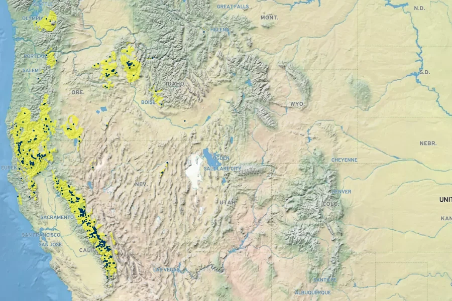 Allium validum Native Range