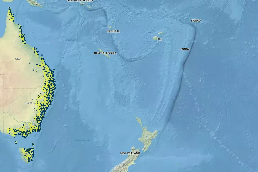Allocasuarina littoralis Native Range