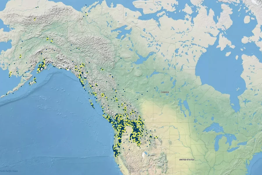 Alnus alnobetula subsp. sinuata Native Range