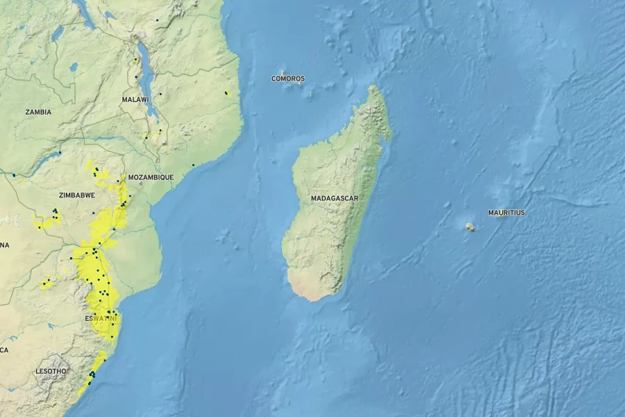 Aloe chabaudii Native Range