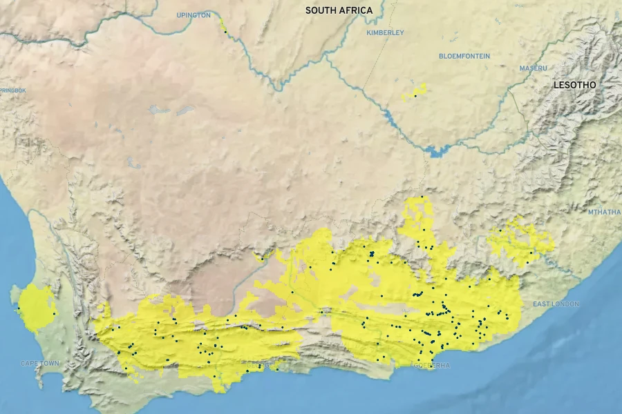 Aloe striata Native Range