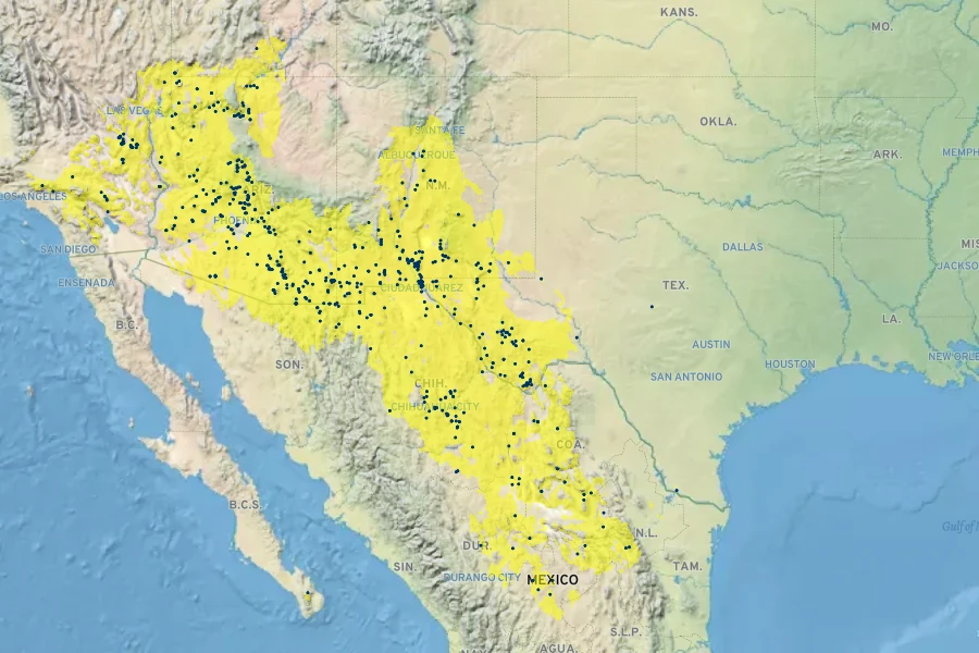Aloysia wrightii Native Range