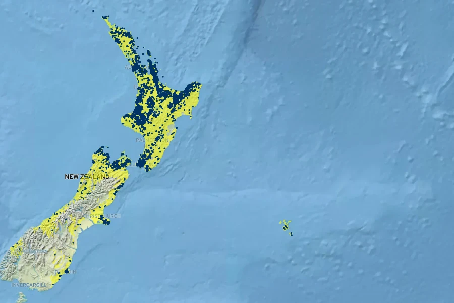 Alsophila dealbata Native Range