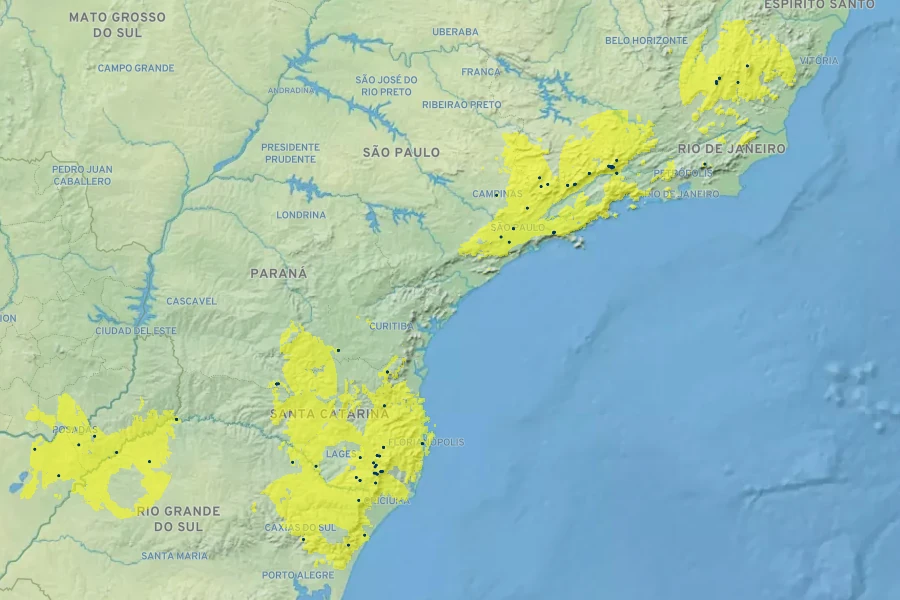 Alstroemeria isabelleana Native Range