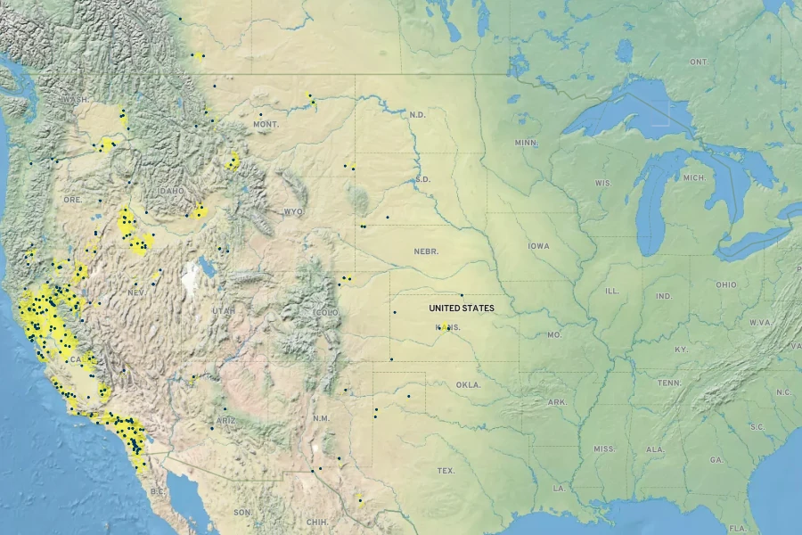 Amaranthus californicus Native Range