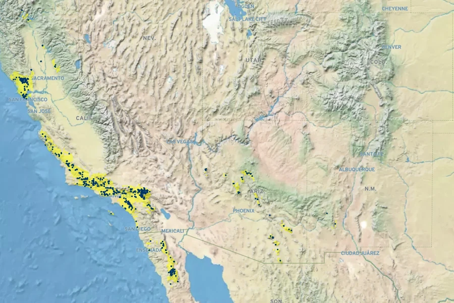Amorpha californica Native Range