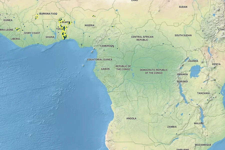 Amorphophallus abyssinicus Native Range