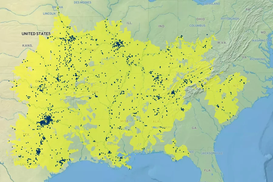 Ampelopsis cordata Native Range