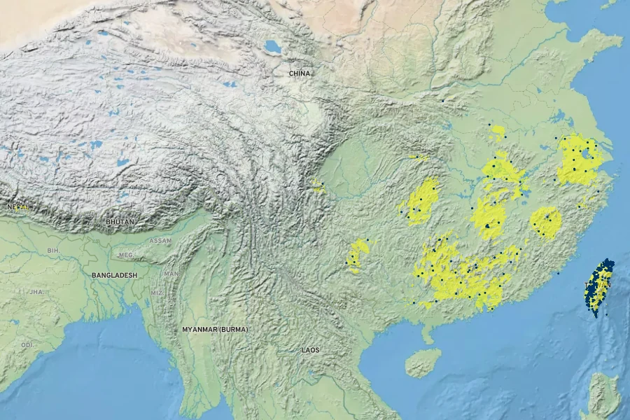 Ampelopsis glandulosa Native Range
