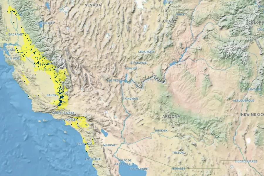 Amsinckia eastwoodiae Native Range