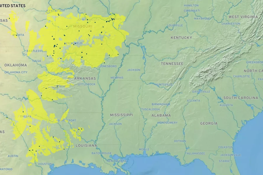 Amsonia illustris Native Range