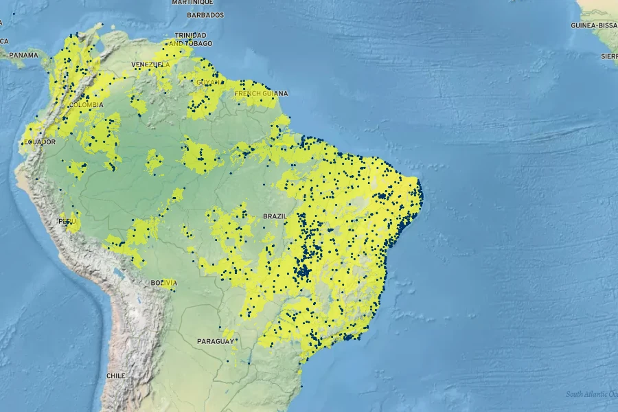 Anacardium occidentale Native Range