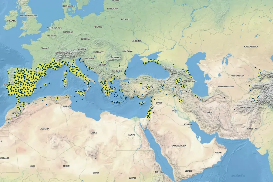 Anchusa azurea Native Range