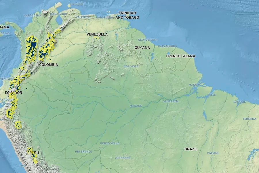Andesanthus lepidotus Native Range