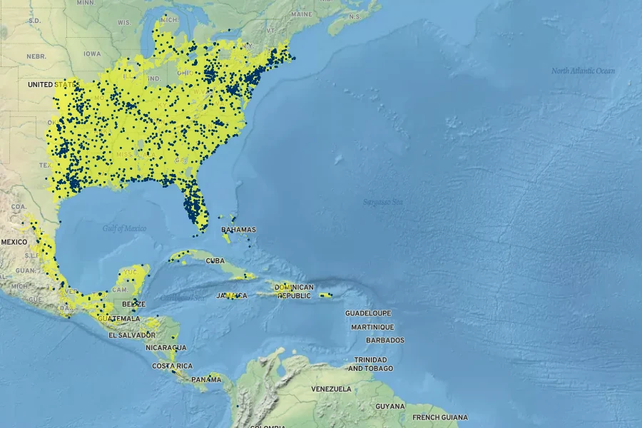 Andropogon virginicus Native Range