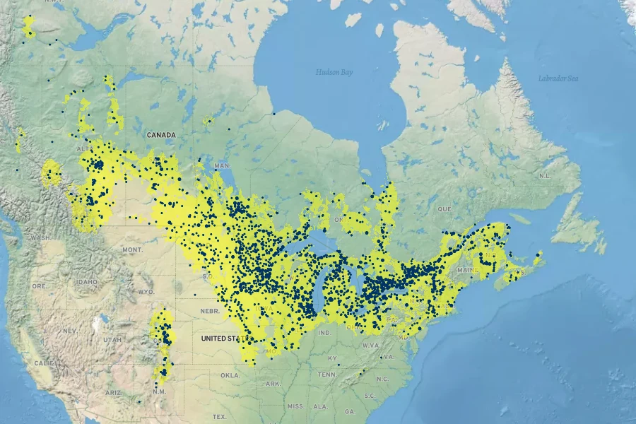 Anemonastrum canadense Native Range