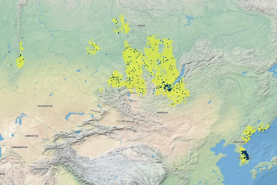 Anemone reflexa Native Range