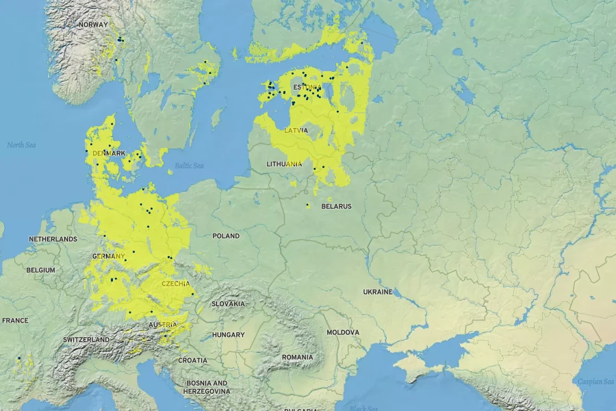 Anemone ×lipsiensis Native Range