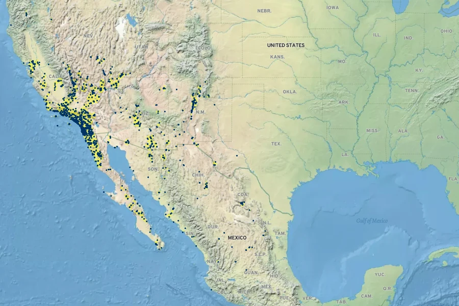 Anemopsis californica Native Range