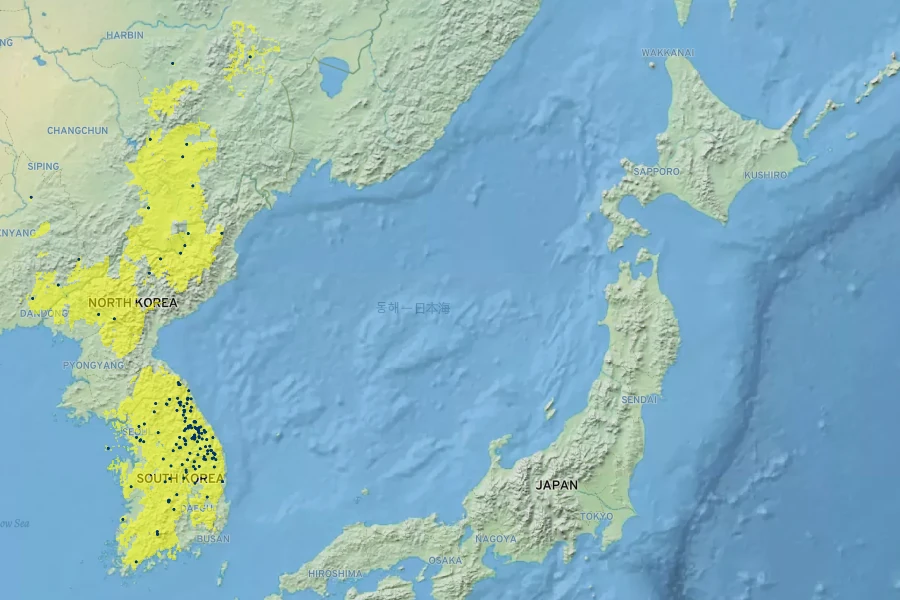 Angelica gigas Native Range