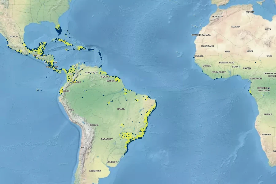 Annona glabra Native Range