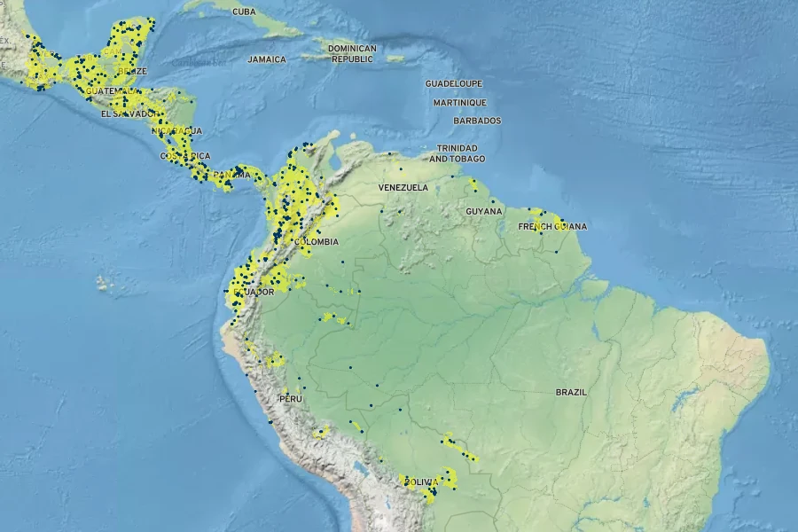 Annona muricata Native Range