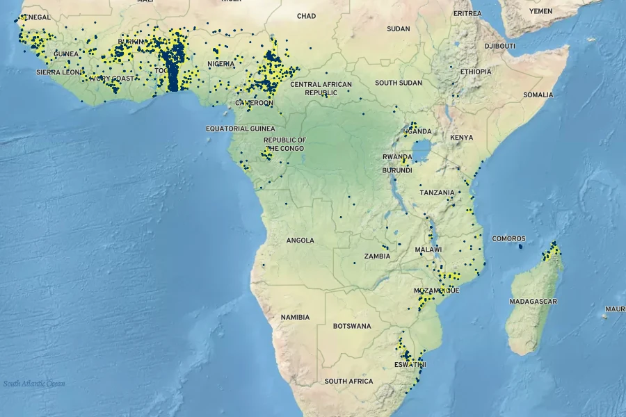 Annona senegalensis Native Range