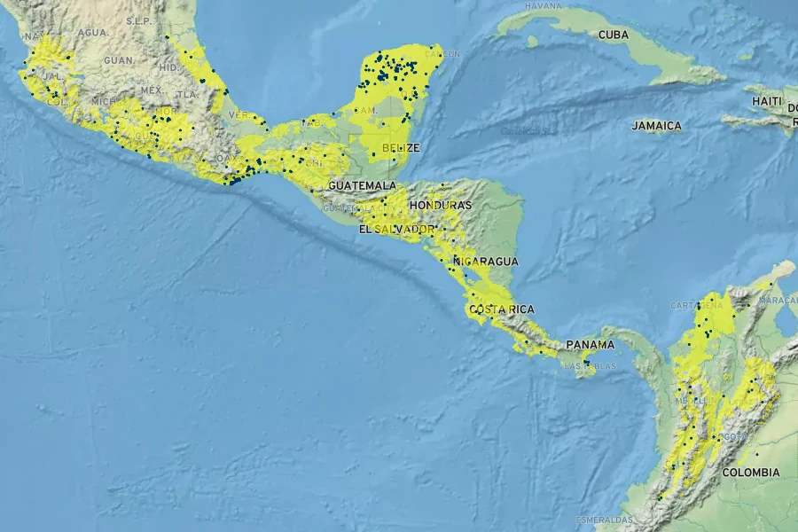 Annona squamosa Native Range