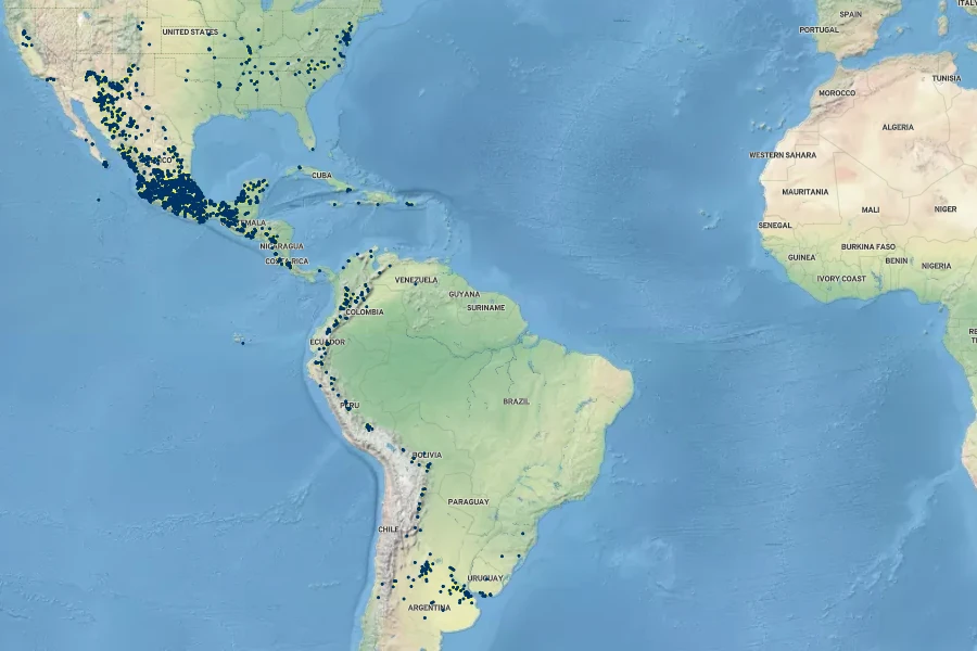 Anoda cristata Native Range