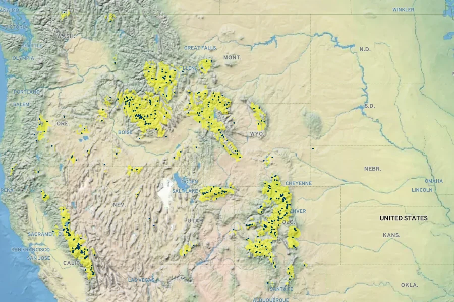 Antennaria corymbosa Native Range