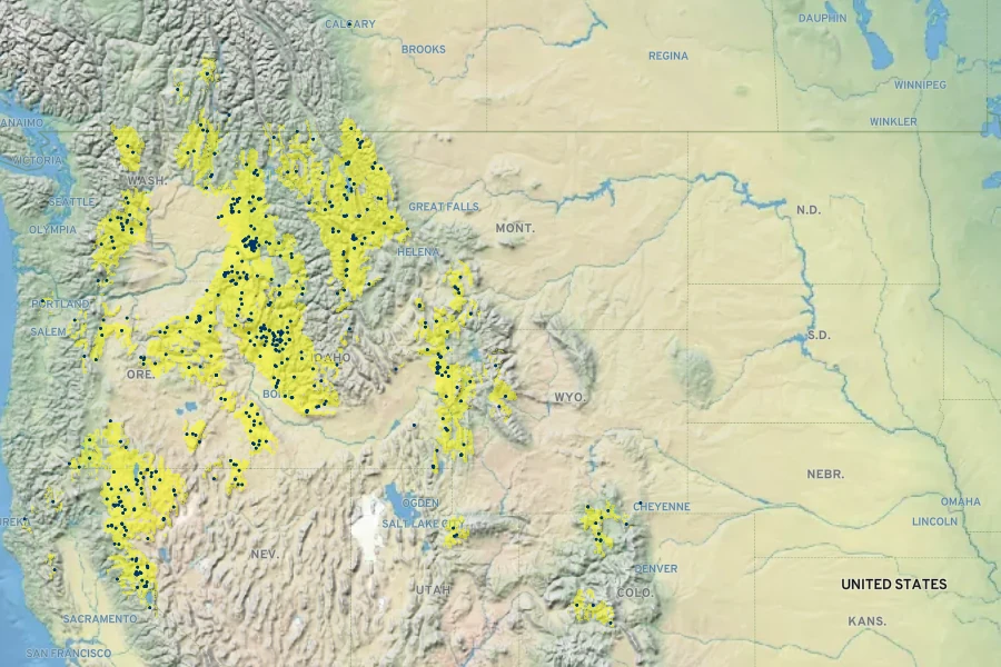 Antennaria luzuloides Native Range