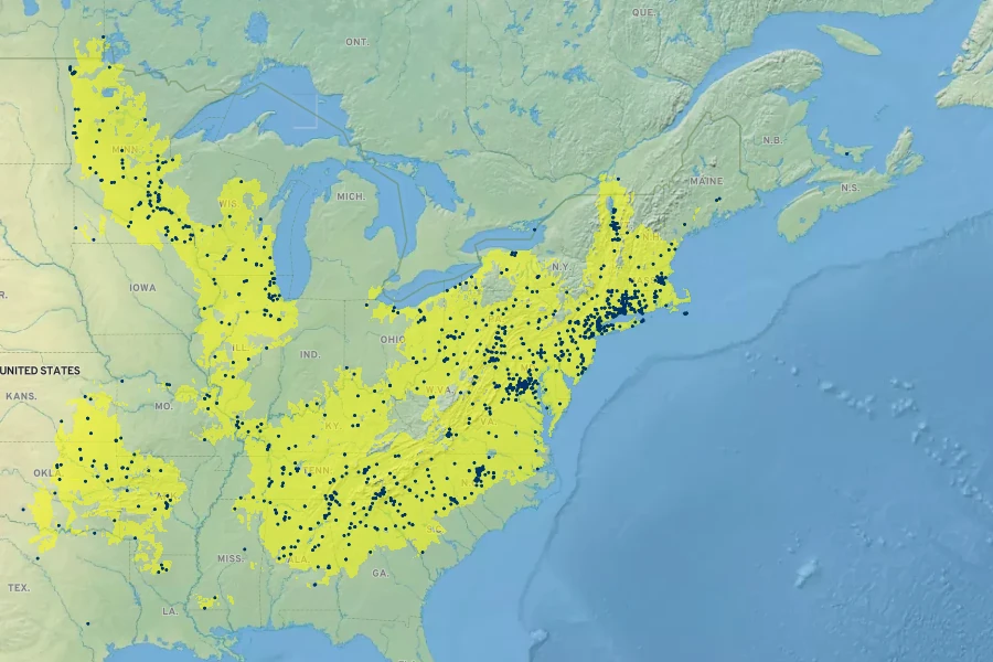 Antennaria plantaginifolia Native Range