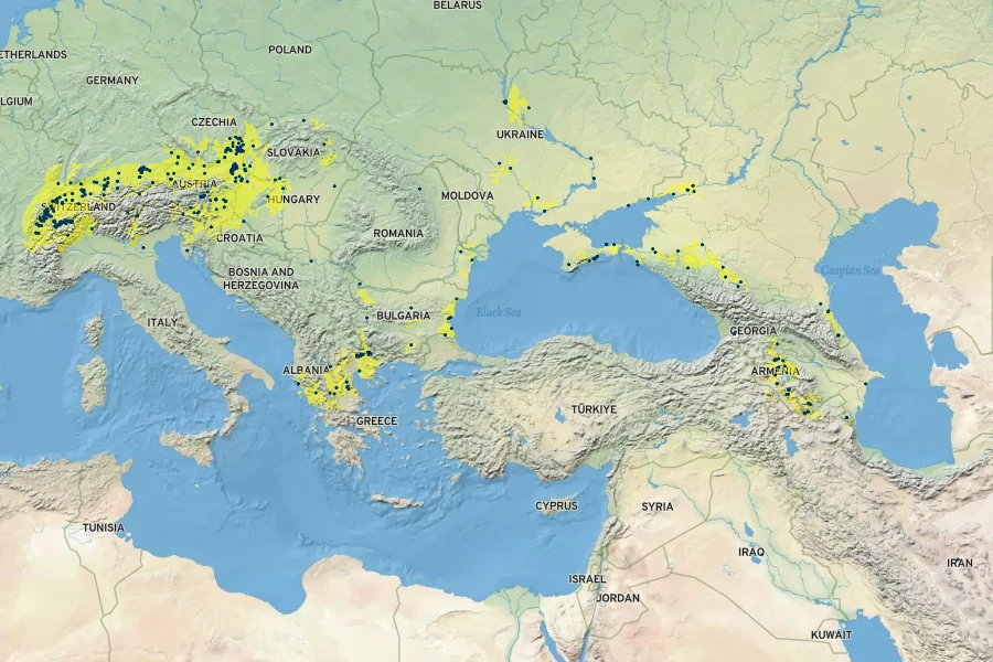 Anthriscus cerefolium Native Range
