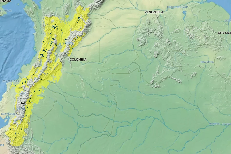 Anthurium andraeanum Native Range