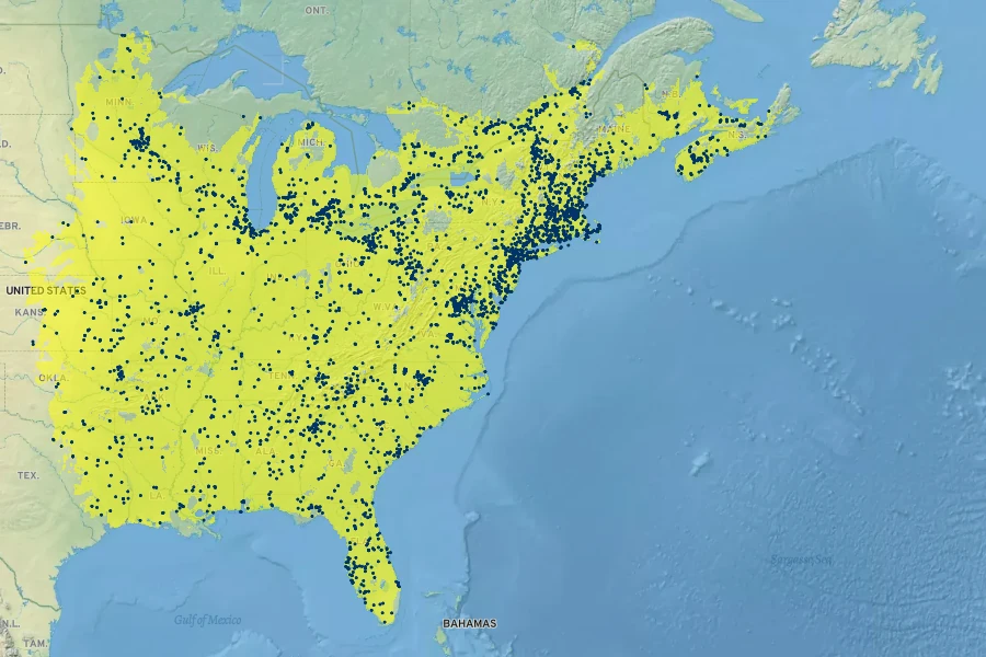 Apios americana Native Range