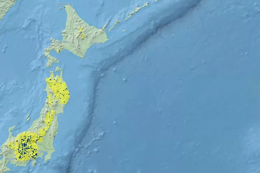 Aquilegia buergeriana Native Range