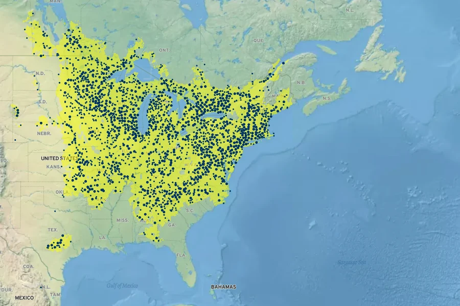 Aquilegia canadensis Native Range