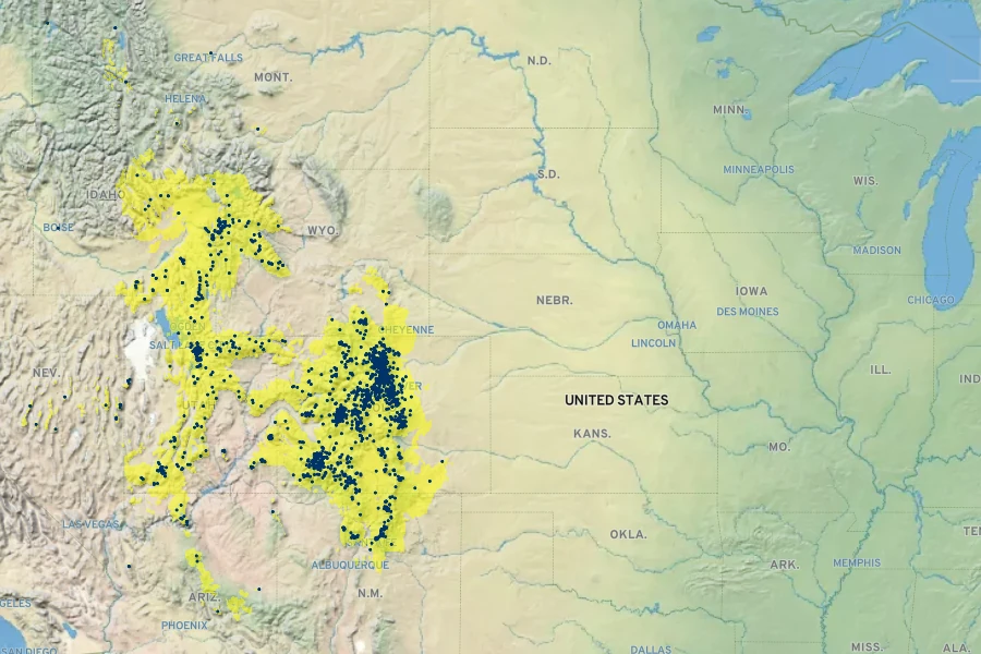 Aquilegia coerulea Native Range