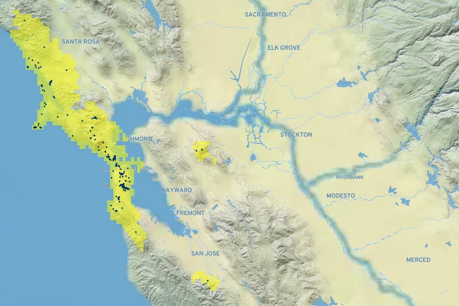 Arabis blepharophylla Native Range