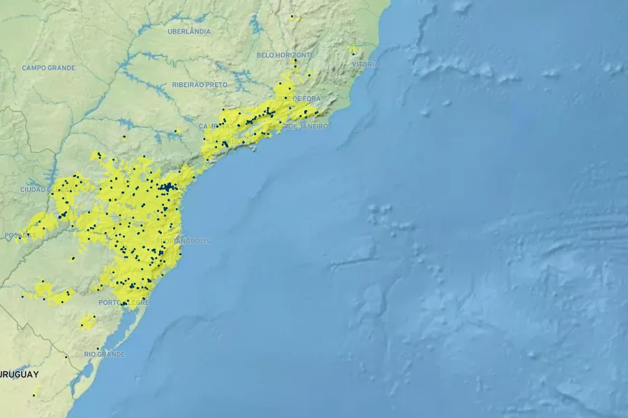 Araucaria angustifolia Native Range