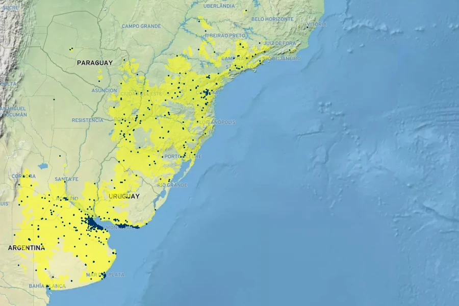 Araujia sericifera Native Range