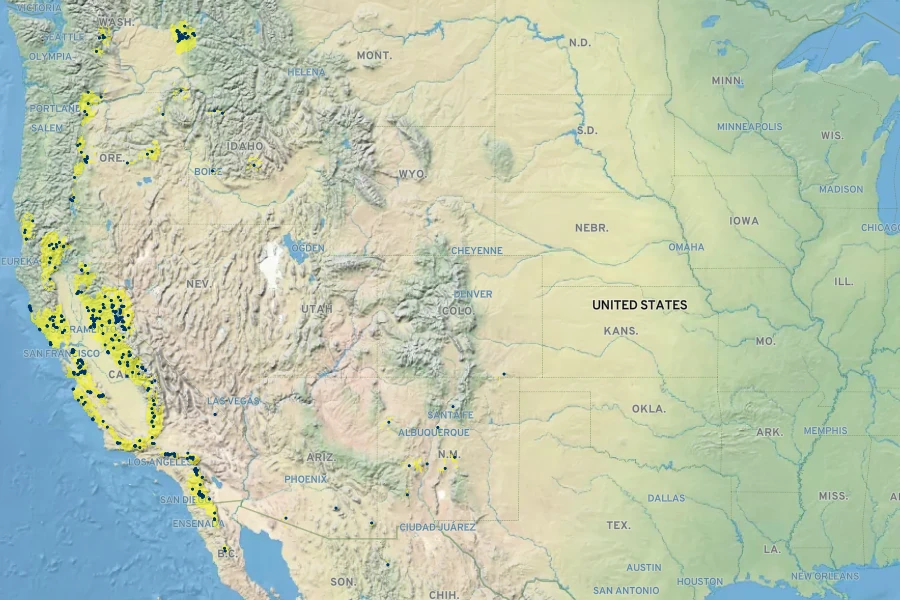 Arceuthobium campylopodum Native Range