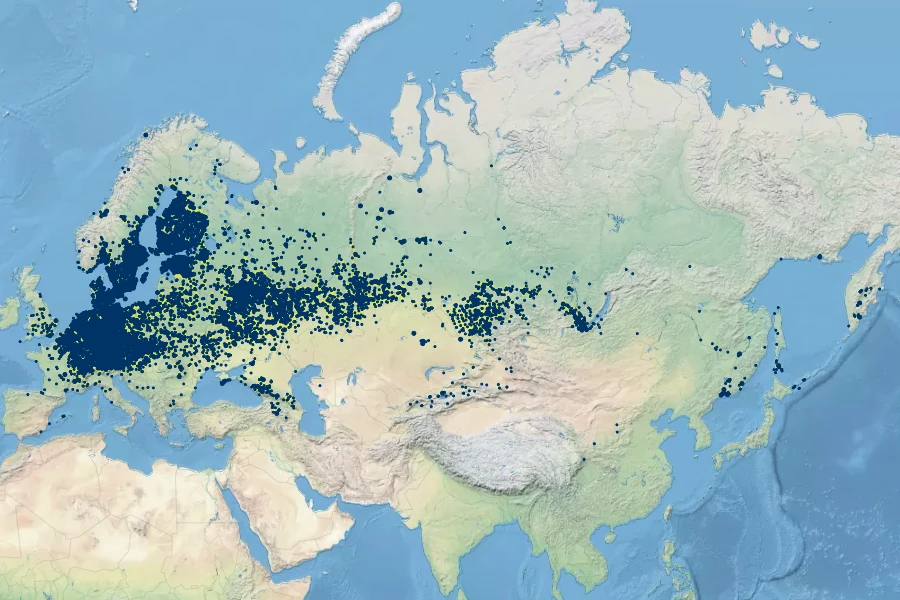 Arctium tomentosum Native Range