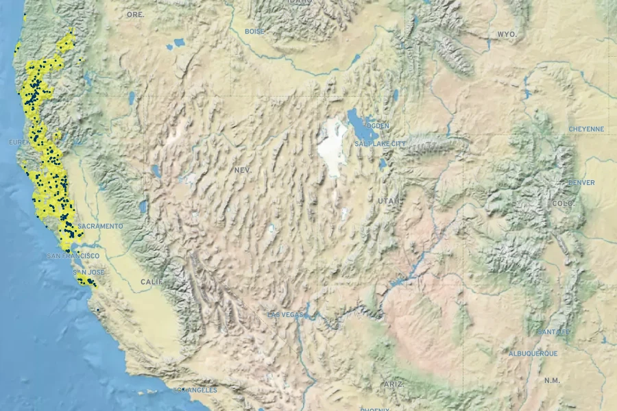 Arctostaphylos canescens Native Range