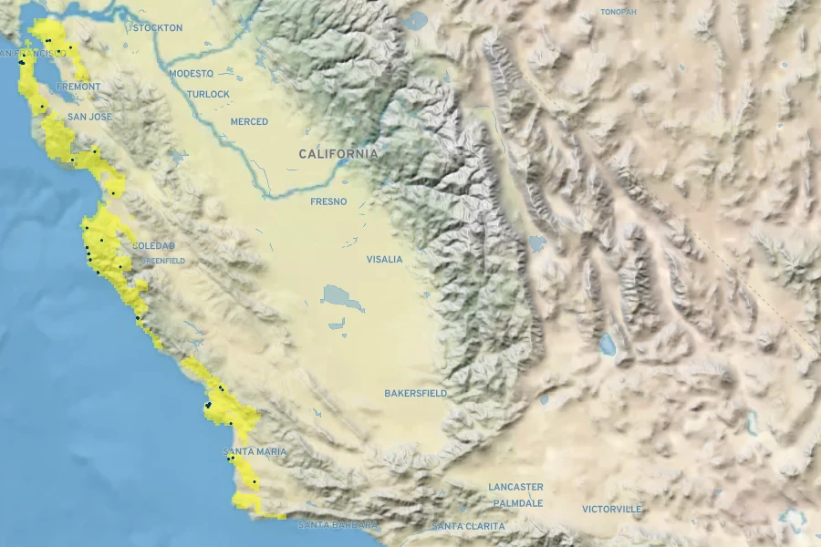 Arctostaphylos crustacea subsp. rosei Native Range
