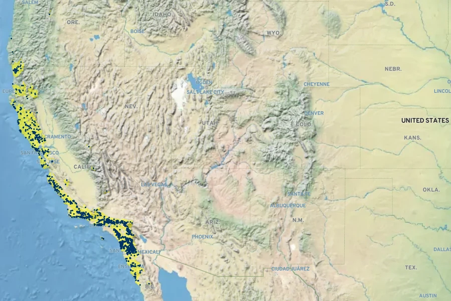 Arctostaphylos glandulosa Native Range